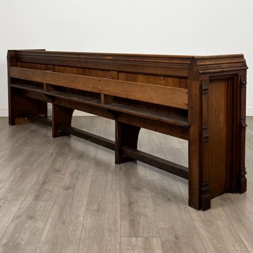 ANTIQUE 19TH CENTURY LARGE VICTORIAN BENCH PEW IN OAK - ADDITIONAL PHOTO 5