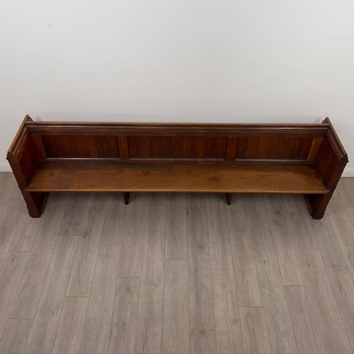 ANTIQUE 19TH CENTURY LARGE VICTORIAN BENCH PEW IN OAK - ADDITIONAL PHOTO 8