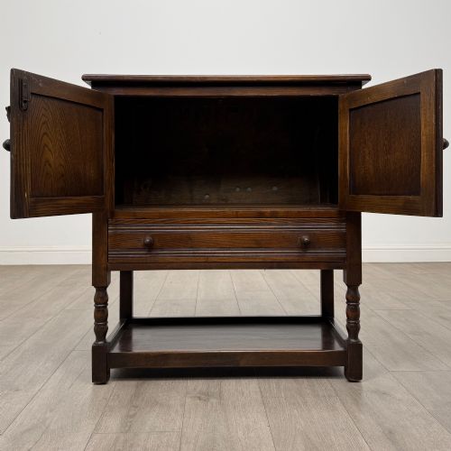 ANTIQUE 20TH CENTURY LINENFOLD CUPBOARD IN OAK - ADDITIONAL PHOTO 1