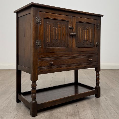 ANTIQUE 20TH CENTURY LINENFOLD CUPBOARD IN OAK - ADDITIONAL PHOTO 8