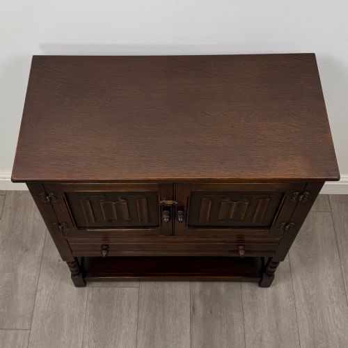 ANTIQUE 20TH CENTURY LINENFOLD CUPBOARD IN OAK - ADDITIONAL PHOTO 9