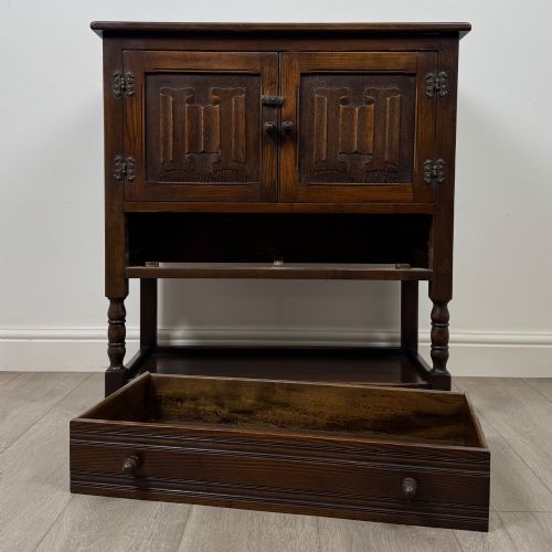 ANTIQUE 20TH CENTURY LINENFOLD CUPBOARD IN OAK - ADDITIONAL PHOTO 10