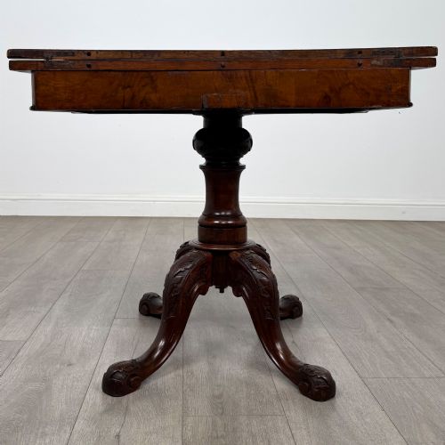 ANTIQUE 19TH CENTURY VICTORIAN TEA TABLE IN FIGURED WALNUT - ADDITIONAL PHOTO 4
