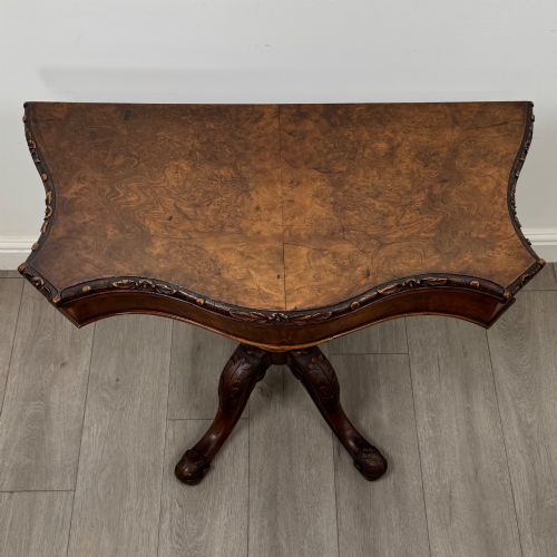 ANTIQUE 19TH CENTURY VICTORIAN TEA TABLE IN FIGURED WALNUT - ADDITIONAL PHOTO 8