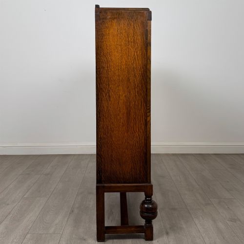ANTIQUE 20TH CENTURY EDWARDIAN DISPLAY CABINET IN OAK - ADDITIONAL PHOTO 7