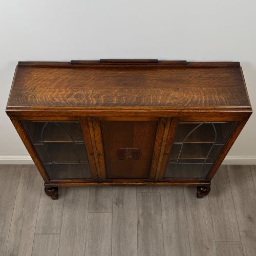 ANTIQUE 20TH CENTURY EDWARDIAN DISPLAY CABINET IN OAK - ADDITIONAL PHOTO 9