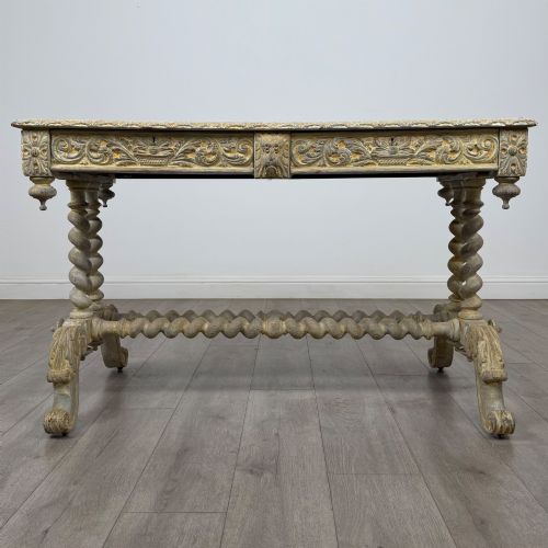 ANTIQUE 19TH CENTURY VICTORIAN CARVED OAK WRITING TABLE