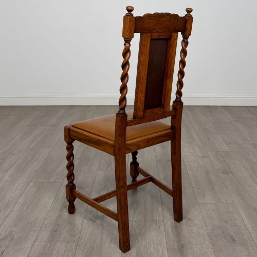 ANTIQUE 20TH CENTURY SET OF 4 BARLEY TWIST DINING CHAIRS IN OAK - ADDITIONAL PHOTO 2