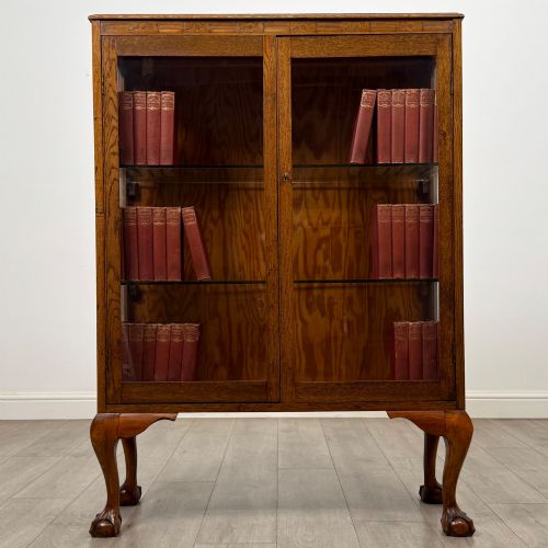ANTIQUE 20TH CENTURY ART DECO STYLE DISPLAY CABINET IN OAK