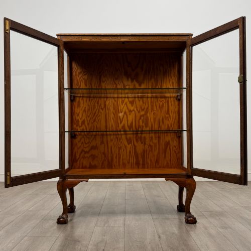 ANTIQUE 20TH CENTURY ART DECO STYLE DISPLAY CABINET IN OAK - ADDITIONAL PHOTO 2