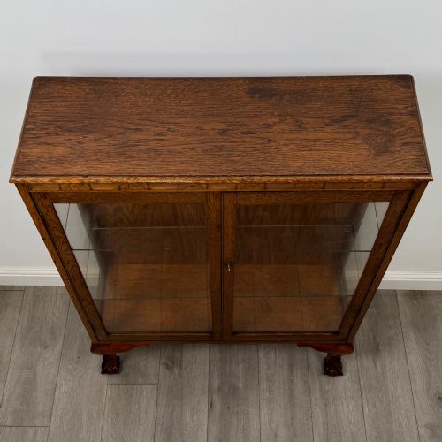 ANTIQUE 20TH CENTURY ART DECO STYLE DISPLAY CABINET IN OAK - ADDITIONAL PHOTO 10