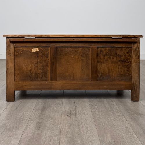 ANTIQUE 20TH CENTURY LINENFOLD BLANKET BOX IN OAK - ADDITIONAL PHOTO 4