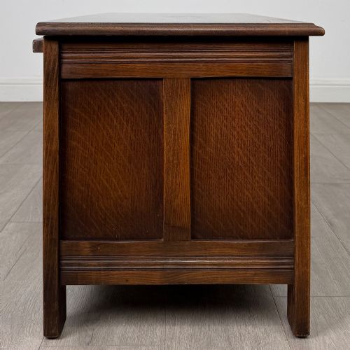 ANTIQUE 20TH CENTURY LINENFOLD BLANKET BOX IN OAK - ADDITIONAL PHOTO 6