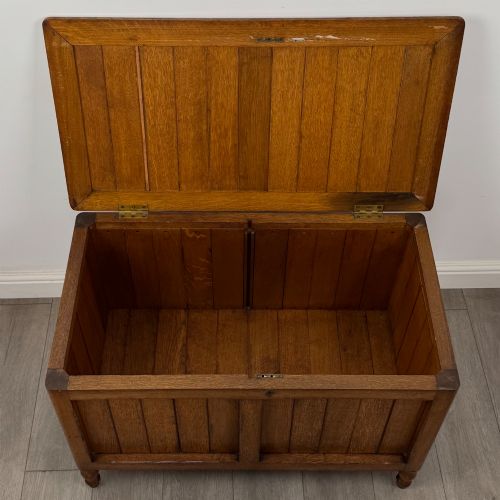 ANTIQUE 20TH CENTURY ARTS CRAFTS BLANKET BOX IN GOLDEN OAK - ADDITIONAL PHOTO 9