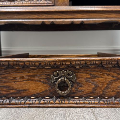 ANTIQUE 20TH CENTURY FINE QUALITY CARVED OAK CUPBOARD - ADDITIONAL PHOTO 11