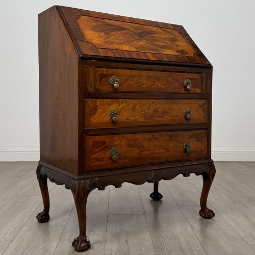 ANTIQUE 20TH CENTURY EDWARDIAN BUREAU IN FIGURED WALNUT - ADDITIONAL PHOTO 8