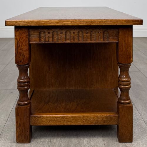 ANTIQUE 20TH CENTURY CARVED OAK COFFEE TABLE - ADDITIONAL PHOTO 2