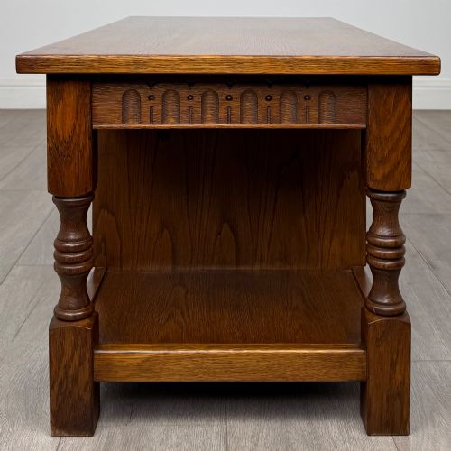 ANTIQUE 20TH CENTURY CARVED OAK COFFEE TABLE - ADDITIONAL PHOTO 6