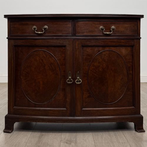 ANTIQUE 20TH CENTURY EDWARDIAN BOW FRONT CUPBOARD IN MAHOGANY