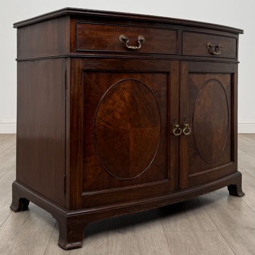 ANTIQUE 20TH CENTURY EDWARDIAN BOW FRONT CUPBOARD IN MAHOGANY - ADDITIONAL PHOTO 8