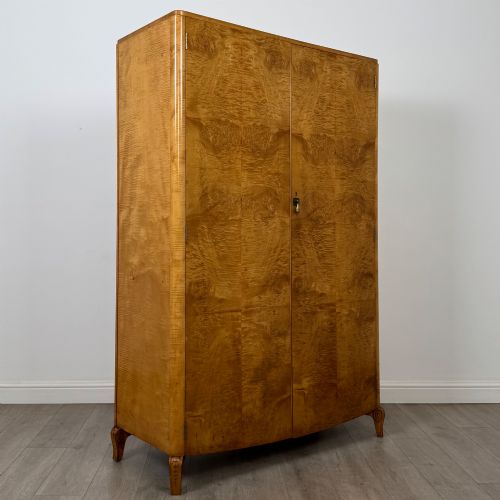 ANTIQUE 20TH CENTURY ART DECO WARDROBE IN BURR WALNUT - ADDITIONAL PHOTO 8