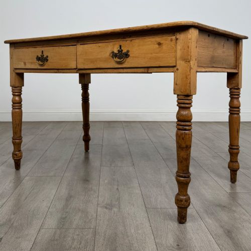ANTIQUE 19TH CENTURY VICTORIAN WRITING TABLE IN PINE - ADDITIONAL PHOTO 1