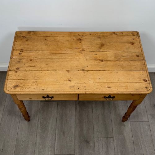ANTIQUE 19TH CENTURY VICTORIAN WRITING TABLE IN PINE - ADDITIONAL PHOTO 8
