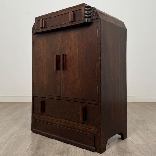 ANTIQUE 20TH CENTURY ART DECO STYLE CUPBOARD IN OAK - ADDITIONAL PHOTO 2