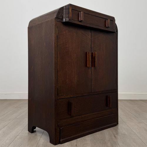 ANTIQUE 20TH CENTURY ART DECO STYLE CUPBOARD IN OAK - ADDITIONAL PHOTO 8