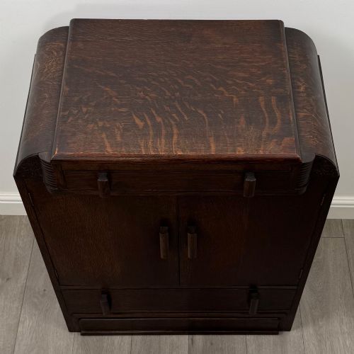 ANTIQUE 20TH CENTURY ART DECO STYLE CUPBOARD IN OAK - ADDITIONAL PHOTO 9