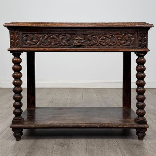 ANTIQUE 19TH CENTURY VICTORIAN BOBBIN TURNED SIDE TABLE IN OAK