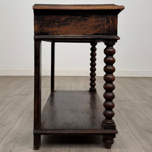 ANTIQUE 19TH CENTURY VICTORIAN BOBBIN TURNED SIDE TABLE IN OAK - ADDITIONAL PHOTO 6