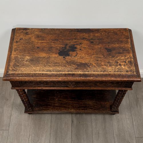 ANTIQUE 19TH CENTURY VICTORIAN BOBBIN TURNED SIDE TABLE IN OAK - ADDITIONAL PHOTO 8