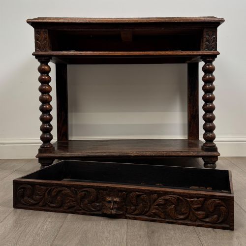 ANTIQUE 19TH CENTURY VICTORIAN BOBBIN TURNED SIDE TABLE IN OAK - ADDITIONAL PHOTO 9