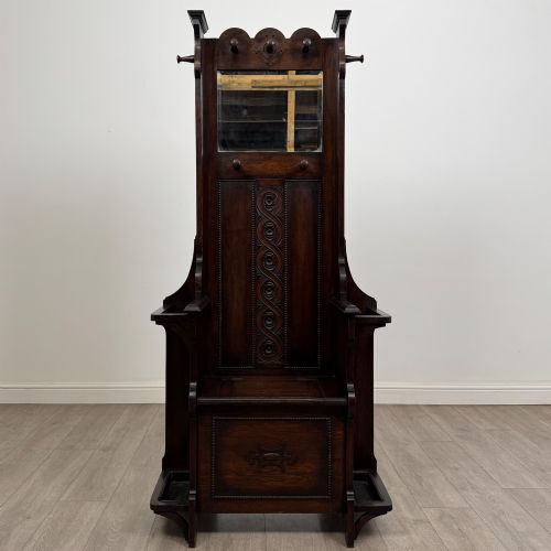 ANTIQUE 20TH CENTURY EDWARDIAN HALL STAND IN OAK
