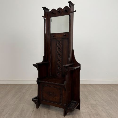 ANTIQUE 20TH CENTURY EDWARDIAN HALL STAND IN OAK - ADDITIONAL PHOTO 1