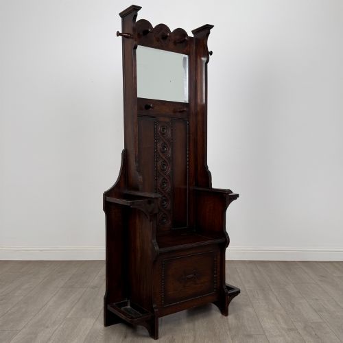ANTIQUE 20TH CENTURY EDWARDIAN HALL STAND IN OAK - ADDITIONAL PHOTO 7