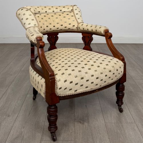 ANTIQUE 20TH CENTURY EDWARDIAN PAIR OF TUB CHAIRS IN MAHOGANY - ADDITIONAL PHOTO 7