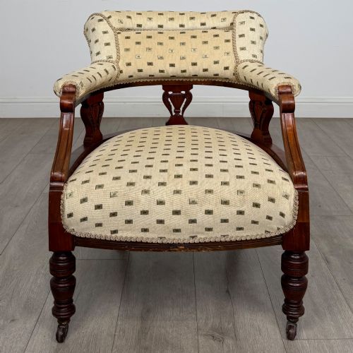 ANTIQUE 20TH CENTURY EDWARDIAN PAIR OF TUB CHAIRS IN MAHOGANY - ADDITIONAL PHOTO 8