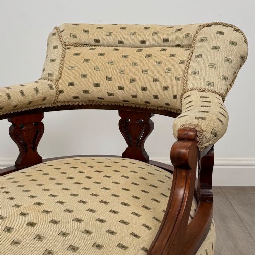 ANTIQUE 20TH CENTURY EDWARDIAN PAIR OF TUB CHAIRS IN MAHOGANY - ADDITIONAL PHOTO 10