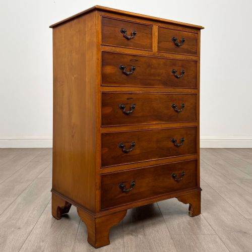 ANTIQUE 20TH CENTURY YEW WOOD CHEST OF DRAWERS - ADDITIONAL PHOTO 7