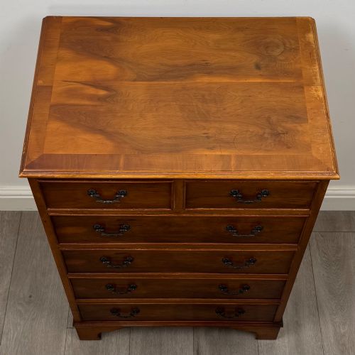 ANTIQUE 20TH CENTURY YEW WOOD CHEST OF DRAWERS - ADDITIONAL PHOTO 8