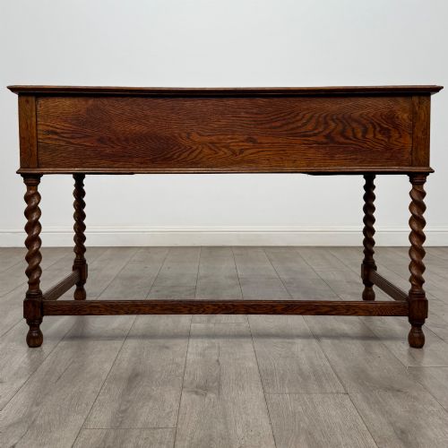 ANTIQUE 20TH CENTURY JACOBEAN STYLE WRITING TABLE IN GOLDEN OAK - ADDITIONAL PHOTO 4