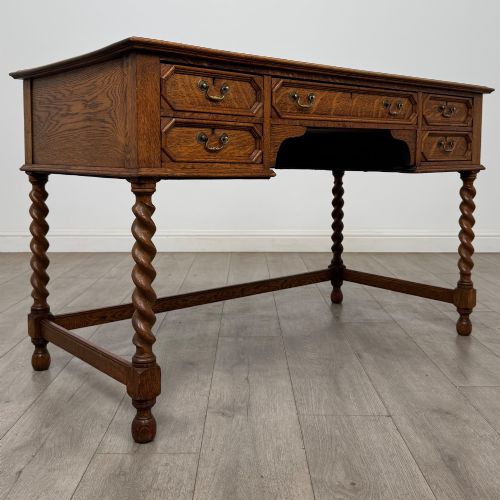 ANTIQUE 20TH CENTURY JACOBEAN STYLE WRITING TABLE IN GOLDEN OAK - ADDITIONAL PHOTO 7