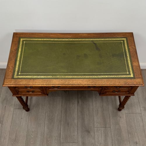 ANTIQUE 20TH CENTURY JACOBEAN STYLE WRITING TABLE IN GOLDEN OAK - ADDITIONAL PHOTO 8