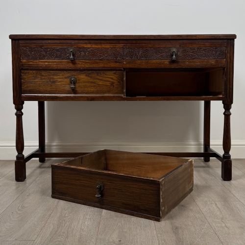 ANTIQUE 20TH CENTURY EDWARDIAN SIDE TABLE IN OAK - ADDITIONAL PHOTO 9