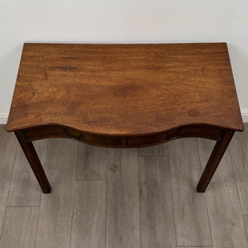 ANTIQUE 19TH CENTURY SERPENTINE WRITING TABLE IN MAHOGANY - ADDITIONAL PHOTO 8