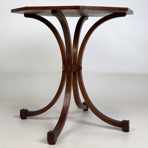 ANTIQUE 20TH CENTURY OCTAGONAL SIDE TABLE IN BURR WALNUT - ADDITIONAL PHOTO 4