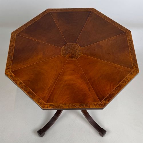 ANTIQUE 20TH CENTURY OCTAGONAL SIDE TABLE IN BURR WALNUT - ADDITIONAL PHOTO 5