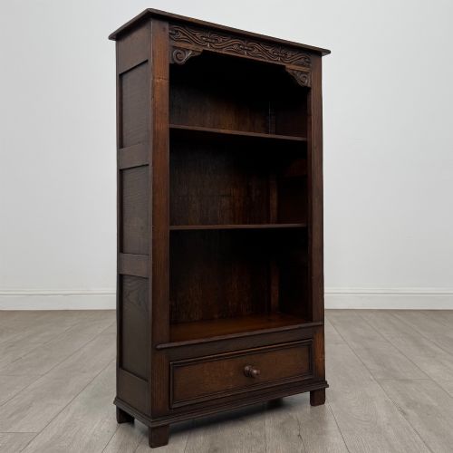 ANTIQUE 20TH CENTURY SMALL OPEN BOOKCASE IN OAK - ADDITIONAL PHOTO 8